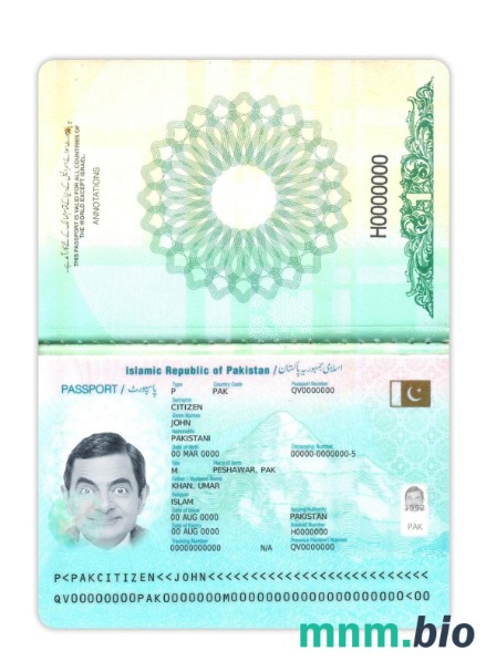 Paszport pakistański 2023-obecnie, szablon w formacie PSD